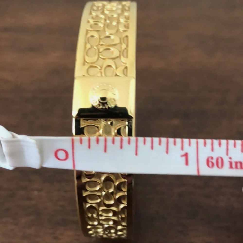 New Authentic Coach Gold C Bangle Bracelets - Picture 2 of 4